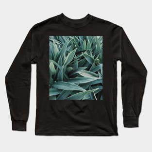 retro green leaves pattern Long Sleeve T-Shirt